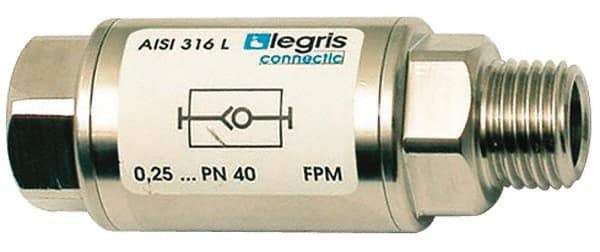 Legris - 1/2" Stainless Steel Check Valve - Unidirectional, Female BSPP x Male BSPP, 580 WOG - Eagle Tool & Supply