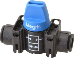Legris - 8mm Pipe, Standard Port, Composite Miniature Ball Valve - 1 Piece, Inline - Two Way Flow, Push-to-Connect x Push-to-Connect Ends, Short Handle, 150 WOG - Eagle Tool & Supply