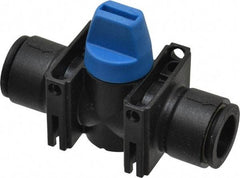 Legris - 12mm Pipe, Standard Port, Composite Miniature Ball Valve - 1 Piece, Inline - Two Way Flow, Push-to-Connect x Push-to-Connect Ends, Short Handle, 150 WOG - Eagle Tool & Supply