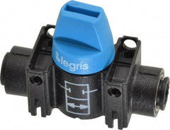 Legris - 1/4" Pipe, Standard Port, Composite Miniature Ball Valve - 1 Piece, Inline - Two Way Flow, Push-to-Connect x Push-to-Connect Ends, Short Handle, 150 WOG - Eagle Tool & Supply