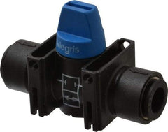 Legris - 3/8" Pipe, Standard Port, Composite Miniature Ball Valve - 1 Piece, Inline - Two Way Flow, Push-to-Connect x Push-to-Connect Ends, Short Handle, 150 WOG - Eagle Tool & Supply
