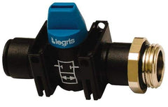 Legris - 3/8" Pipe, Standard Port, Composite Miniature Ball Valve - 1 Piece, Inline - Two Way Flow, MBSPP x Push-to-Connect Ends, Short Handle, 150 WOG - Eagle Tool & Supply
