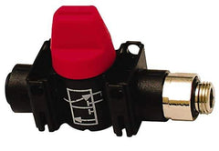 Legris - 1/2" Pipe, Standard Port, Composite Miniature Ball Valve - 1 Piece, Inline - Two Way Flow, MBSPP x Push-to-Connect Ends, Short Handle, 150 WOG - Eagle Tool & Supply