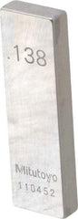 Mitutoyo - 0.138" Rectangular Steel Gage Block - Accuracy Grade 0, Includes Certificate of Inspection - Eagle Tool & Supply