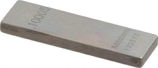 Mitutoyo - 0.10005" Rectangular Steel Gage Block - Accuracy Grade 0, Includes Certificate of Inspection - Eagle Tool & Supply