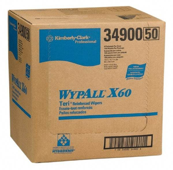 WypAll - X60 Dry Shop Towel/Industrial Wipes - 16-3/4" x 12-1/2" Sheet Size, White - Eagle Tool & Supply