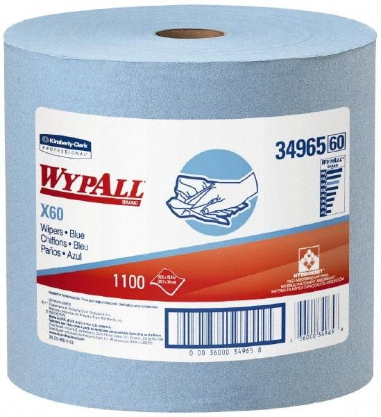 WypAll - X60 Dry Shop Towel/Industrial Wipes - Jumbo Roll, 13-3/8" x 12-1/2" Sheet Size, Blue - Eagle Tool & Supply