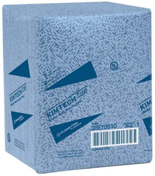 Kimtech - 1/4 Fold Clean Room/Lab/Critical Task Wipes - Poly Pack, 13" x 12" Sheet Size, Blue - Eagle Tool & Supply