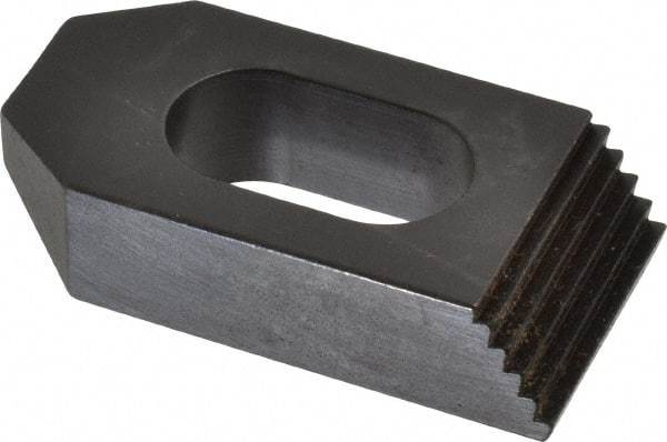 Jergens - 5/8" Stud, Low Carbon Steel, Plain Strap Clamp - 1/2" Travel, 2-1/2" OAL x 1-1/4" Wide x 5/8" High, Black Oxide Finish, Tapered Nose - Eagle Tool & Supply