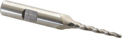 Made in USA - 1.5° Taper Angle per Side, 3/32" Small End Diam, 1" LOC, High Speed Steel 3 Flute Tapered Ball End Mill - 2-7/8" OAL, 3/8" Shank Diam - Eagle Tool & Supply