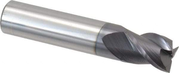 Accupro - 1/2", 5/8" LOC, 1/2" Shank Diam, 2-1/2" OAL, 3 Flute, Solid Carbide Square End Mill - Single End, AlTiN Finish, Spiral Flute, 40° Helix, Centercutting, Right Hand Cut, Right Hand Flute - Eagle Tool & Supply