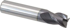 Accupro - 1/2", 5/8" LOC, 1/2" Shank Diam, 2-1/2" OAL, 3 Flute, Solid Carbide Square End Mill - Single End, AlTiN Finish, Spiral Flute, 40° Helix, Centercutting, Right Hand Cut, Right Hand Flute - Eagle Tool & Supply