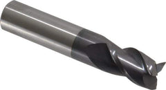 Accupro - 9/16", 7/8" LOC, 9/16" Shank Diam, 3" OAL, 3 Flute, Solid Carbide Square End Mill - Single End, AlTiN Finish, Spiral Flute, 40° Helix, Centercutting, Right Hand Cut, Right Hand Flute - Eagle Tool & Supply