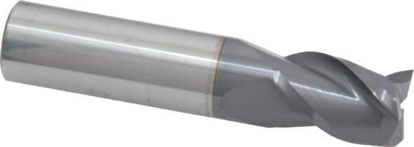 Accupro - 5/8", 7/8" LOC, 5/8" Shank Diam, 3" OAL, 3 Flute, Solid Carbide Square End Mill - Single End, AlTiN Finish, Spiral Flute, 40° Helix, Centercutting, Right Hand Cut, Right Hand Flute - Eagle Tool & Supply