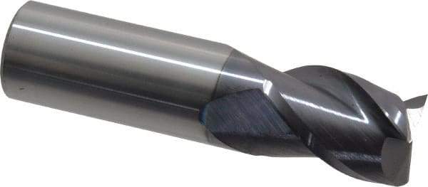 Accupro - 3/4", 1" LOC, 3/4" Shank Diam, 3" OAL, 3 Flute, Solid Carbide Square End Mill - Single End, AlTiN Finish, Spiral Flute, 40° Helix, Centercutting, Right Hand Cut, Right Hand Flute - Eagle Tool & Supply