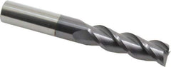 Accupro - 5/8", 2-1/8" LOC, 5/8" Shank Diam, 4-5/8" OAL, 3 Flute, Solid Carbide Square End Mill - Single End, AlTiN Finish, Spiral Flute, 40° Helix, Centercutting, Right Hand Cut, Right Hand Flute - Eagle Tool & Supply