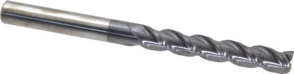 Accupro - 1/2", 3" LOC, 1/2" Shank Diam, 6" OAL, 3 Flute, Solid Carbide Square End Mill - Single End, AlTiN Finish, Spiral Flute, 40° Helix, Centercutting, Right Hand Cut, Right Hand Flute - Eagle Tool & Supply