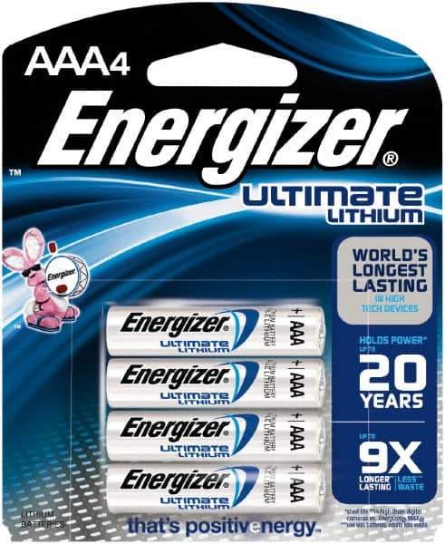 Energizer - Size AAA, Lithium, Photo Battery - 1.5 Volts, Button Tab Terminal, FR03 - Eagle Tool & Supply