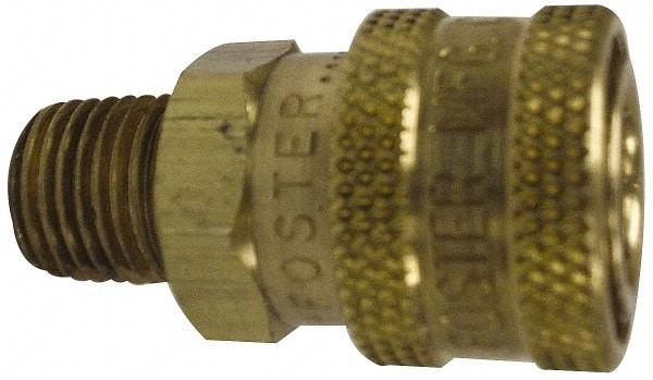 Value Collection - 3/8 Male x Female NPT Pneumatic Hose Quick Connect Socket - Brass, 1-1/8" Body Diam, 3/8" Hose ID - Eagle Tool & Supply