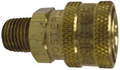 Value Collection - 3/8 Male x Female NPT Pneumatic Hose Quick Connect Socket - Brass, 1-1/8" Body Diam, 3/8" Hose ID - Eagle Tool & Supply
