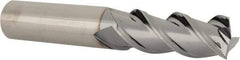 Value Collection - 1/2", 1-1/4" LOC, 1/2" Shank Diam, 3" OAL, 3 Flute, Solid Carbide Square End Mill - Single End, TiCN Finish, Spiral Flute, 45° Helix, Right Hand Cut, Right Hand Flute - Eagle Tool & Supply