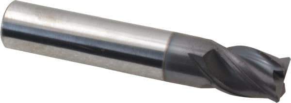Accupro - 7/16", 4 Flute, Single End, Solid Carbide, Corner Chamfer End Mill - 2-1/2" OAL, Right Hand Flute, 9/16" LOC, Right Hand Cut - Eagle Tool & Supply