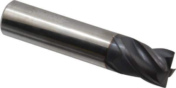 Accupro - 5/8", 4 Flute, Single End, Solid Carbide, Corner Chamfer End Mill - 3" OAL, Right Hand Flute, 3/4" LOC, Right Hand Cut - Eagle Tool & Supply