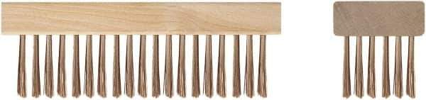 Ampco - 19 Rows x 6 Columns Bronze Scratch Brush - 7-1/4" OAL, 1-3/4" Trim Length, Wood Straight Handle - Eagle Tool & Supply