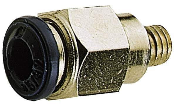 Alpha Technologies - 1/4" Outside Diam, 10-32 UNF, Nickel Plated Brass Push-to-Connect Male Connector - 250 Max psi, Tube to Male UNF Connection, Buna O-Ring - Eagle Tool & Supply