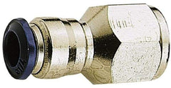 Alpha Technologies - 3/8" Outside Diam, 3/8 NPTF, Nickel Plated Brass Push-to-Connect Female Connector - 250 Max psi, Tube to Female NPT Connection, Buna O-Ring - Eagle Tool & Supply
