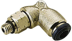 Alpha Technologies - 5/32" Outside Diam, 10-32 UNF, Nickel Plated Brass Push-to-Connect Male Swivel Elbow - 250 Max psi, Tube to Male UNF Connection, Buna O-Ring - Eagle Tool & Supply