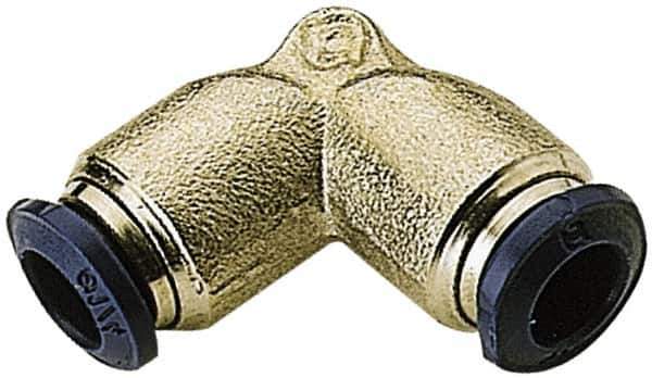 Alpha Technologies - 1/4" Outside Diam, Nickel Plated Brass Push-to-Connect Union Elbow - 250 Max psi, Tube to Tube Connection, Buna O-Ring - Eagle Tool & Supply