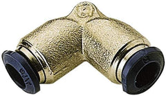 Alpha Technologies - 1/4" Outside Diam, Nickel Plated Brass Push-to-Connect Union Elbow - 250 Max psi, Tube to Tube Connection, Buna O-Ring - Eagle Tool & Supply