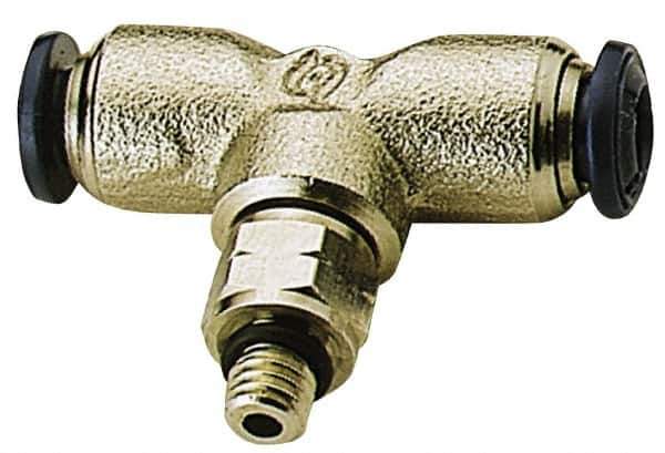 Alpha Technologies - 5/32" Outside Diam, 10-32 UNF, Nickel Plated Brass Push-to-Connect Male Branch Tee - 250 Max psi, Tube to Male Connection, Buna O-Ring - Eagle Tool & Supply