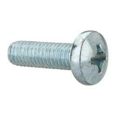 Value Collection - 3/8-16 UNC, 1-1/4" Length Under Head Phillips Drive Machine Screw - Pan Head, Grade 2 Steel, Zinc-Plated Finish, Without Washer - Eagle Tool & Supply
