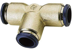 Alpha Technologies - 5/16" Outside Diam, Nickel Plated Brass Push-to-Connect Union Tee - 250 Max psi, Tube to Tube Connection, Buna O-Ring - Eagle Tool & Supply