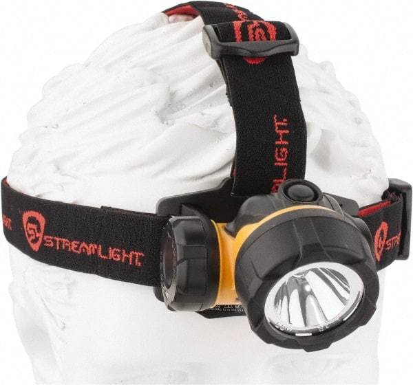 Streamlight - White LED Bulb, 150 Lumens, Hands-free Flashlight - Black, Yellow Plastic Body, 3 AAA Alkaline Batteries Included - Eagle Tool & Supply