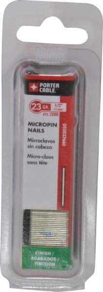 Porter-Cable - 23 Gauge 1/2" Long Pin Nails for Power Nailers - Steel, Galvanized Finish, Straight Stick Collation, Chisel Point - Eagle Tool & Supply