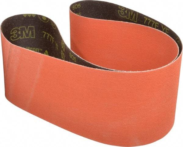 3M - 6" Wide x 60" OAL, 60 Grit, Ceramic Abrasive Belt - Ceramic, Medium, Coated, YF Weighted Cloth Backing, Wet/Dry, Series 777F - Eagle Tool & Supply