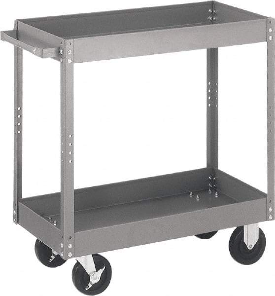 Quantum Storage - 500 Lb Capacity, 30" Wide x 16" Long x 32" High Standard Utility Cart - 2 Shelf, Steel - Eagle Tool & Supply