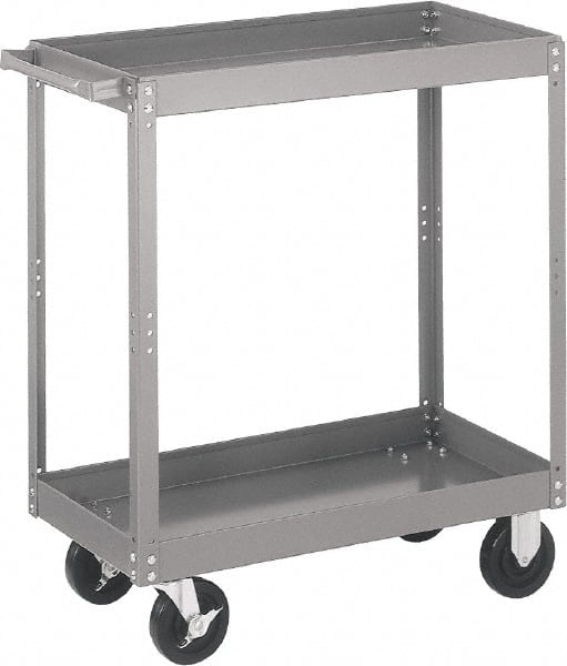 Standard Utility Cart: 35″ OAH, Steel, Gray Steel, 3 Shelves