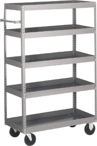 Quantum Storage - 1,000 Lb Capacity, 36" Wide x 18" Long x 57" High Shelf Cart - 5 Shelf, Steel - Eagle Tool & Supply