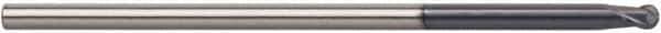 Accupro - 3/8" Diam, 3/8" LOC, 2 Flute Solid Carbide Ball End Mill - AlTiN Finish, Single End, 6" OAL, 3/8" Shank Diam, Spiral Flute - Eagle Tool & Supply