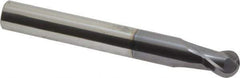Accupro - 1/2" Diam, 1/2" LOC, 2 Flute Solid Carbide Ball End Mill - AlTiN Finish, Single End, 4" OAL, 1/2" Shank Diam, Spiral Flute - Eagle Tool & Supply