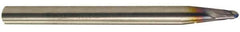 Accupro - 3° Taper Angle per Side, 1/4" Small End Diam, 1/4" LOC, Solid Carbide 2 Flute Tapered Ball End Mill - AlTiN Finish, 6" OAL, 3/8" Shank Diam, Spiral Flute, 30° Helix - Eagle Tool & Supply