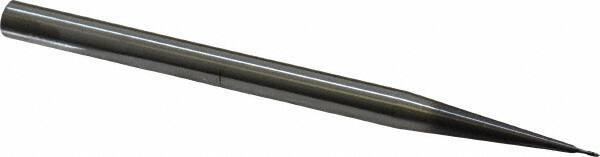 Accupro - 5° Taper Angle per Side, 1/32" Small End Diam, 1/32" LOC, Solid Carbide 2 Flute Tapered Ball End Mill - AlTiN Finish, 4" OAL, 1/4" Shank Diam, Spiral Flute, 30° Helix - Eagle Tool & Supply