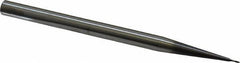 Accupro - 5° Taper Angle per Side, 1/32" Small End Diam, 1/32" LOC, Solid Carbide 2 Flute Tapered Ball End Mill - AlTiN Finish, 4" OAL, 1/4" Shank Diam, Spiral Flute, 30° Helix - Eagle Tool & Supply