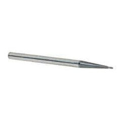 Accupro - 5° Taper Angle per Side, 1/16" Small End Diam, 1/16" LOC, Solid Carbide 2 Flute Tapered Ball End Mill - AlTiN Finish, 4" OAL, 1/4" Shank Diam, Spiral Flute, 30° Helix - Eagle Tool & Supply