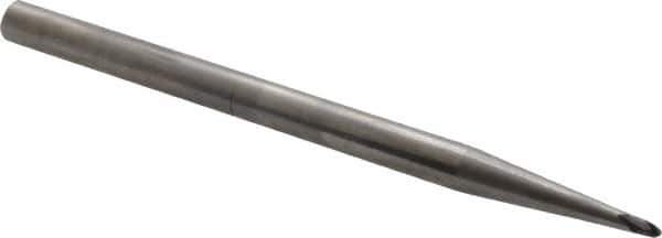 Accupro - 5° Taper Angle per Side, 5/64" Small End Diam, 5/64" LOC, Solid Carbide 2 Flute Tapered Ball End Mill - AlTiN Finish, 4" OAL, 1/4" Shank Diam, Spiral Flute, 30° Helix - Eagle Tool & Supply