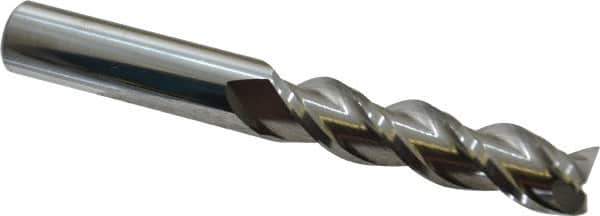 Accupro - 1/2", 2" LOC, 1/2" Shank Diam, 4" OAL, 3 Flute, Solid Carbide Square End Mill - Single End, Uncoated, Spiral Flute, 40° Helix, Centercutting, Right Hand Cut, Right Hand Flute - Eagle Tool & Supply